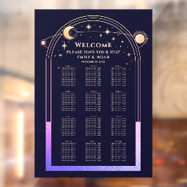 Mystical Rainbow Navy Blue Sun Moon Stars Hochzeit Fensteraufkleber