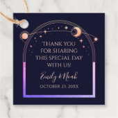 Mystical Rainbow Navy Blue Sun Moon Stars Hochzeit Geschenkanhänger (Vorderseite)