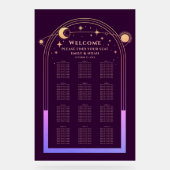 Mystical Rainbow Plum Sun Moon Stars Wedding Acrylschild (Vorderseite)