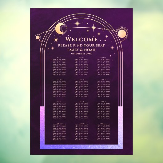 Mystical Rainbow Plum Sun Moon Stars Wedding Fensteraufkleber (Blatt 3)