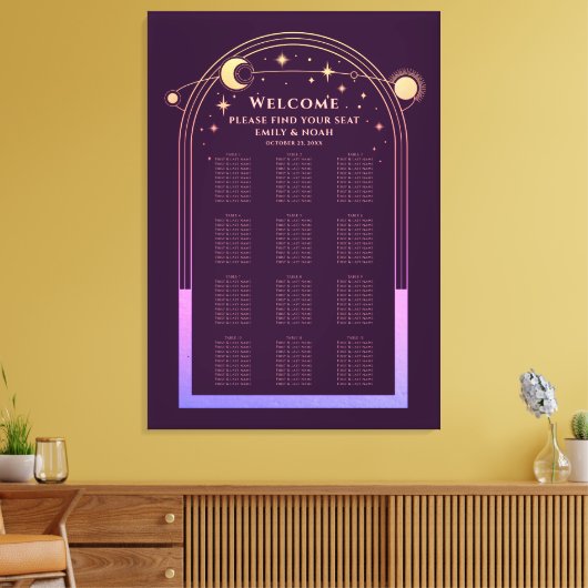 Mystical Rainbow Plum Sun Moon Stars Wedding Leinwanddruck (Insitu (Wohnzimmer))