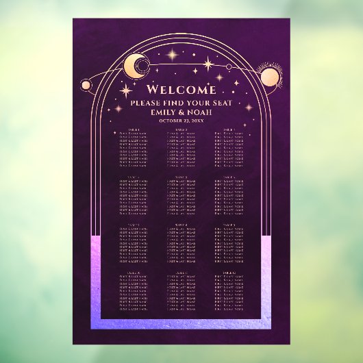 Mystical Rainbow Plum Wedding Chart Fensteraufkleber (Blatt 3)