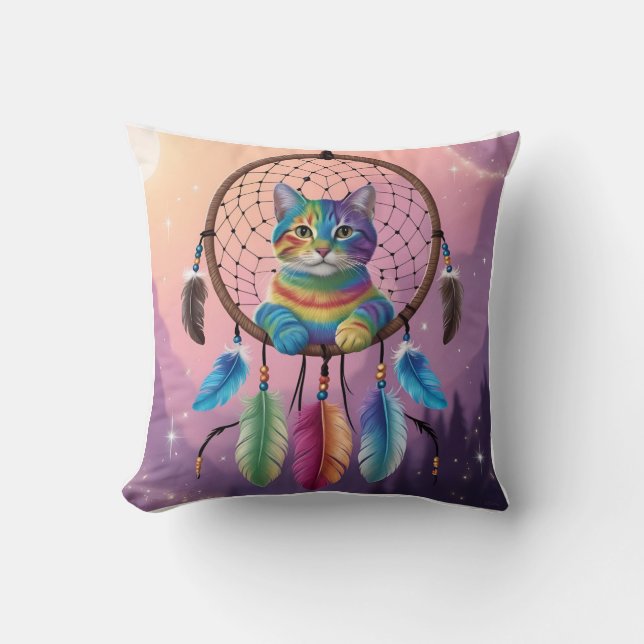 Mystical Rainbow Tabby Dream Kissen (Vorderseite)