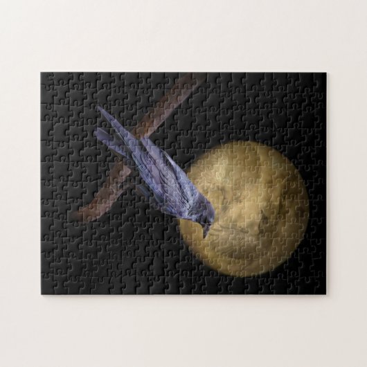 Mystical Raven and Moon at Night Challenging Puzzle (Horizontal)