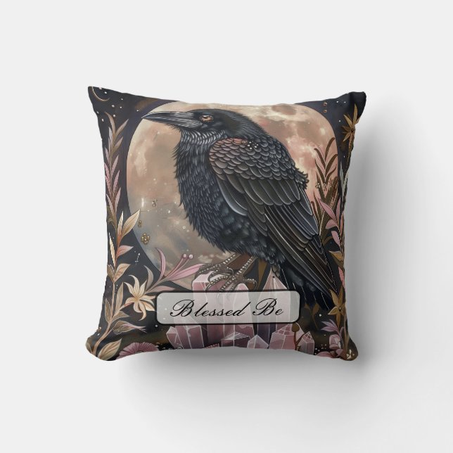 Mystical Raven Crystal Kissen (Vorderseite)
