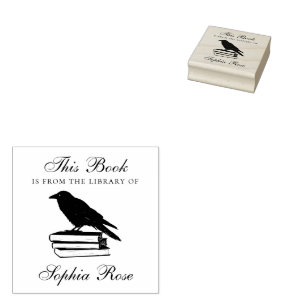 Mystical Raven Fantasy Book Gummistempel