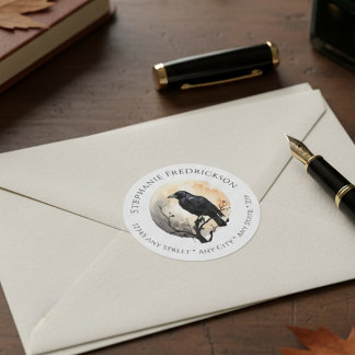 Mystical Raven Moon Art Return Address Labels Etiketten