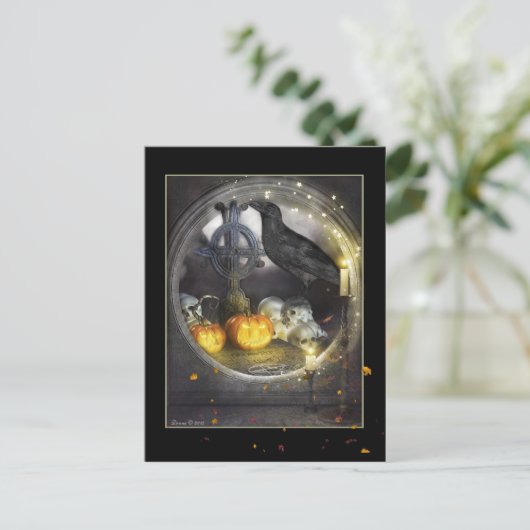 Mystical Raven Mystical Digital Art Postcard Postkarte (Stehend Vorderseite)