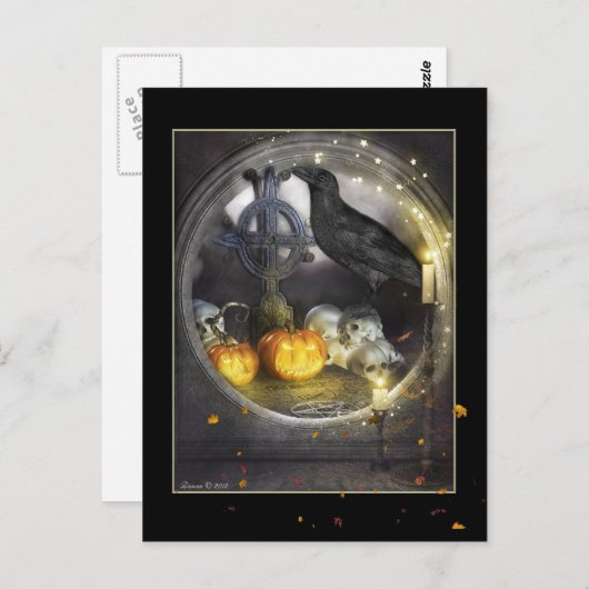 Mystical Raven Mystical Digital Art Postcard Postkarte (Vorne/Hinten)