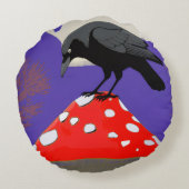 🟢 Mystical Raven Round Cushion Rundes Kissen (Rückseite)