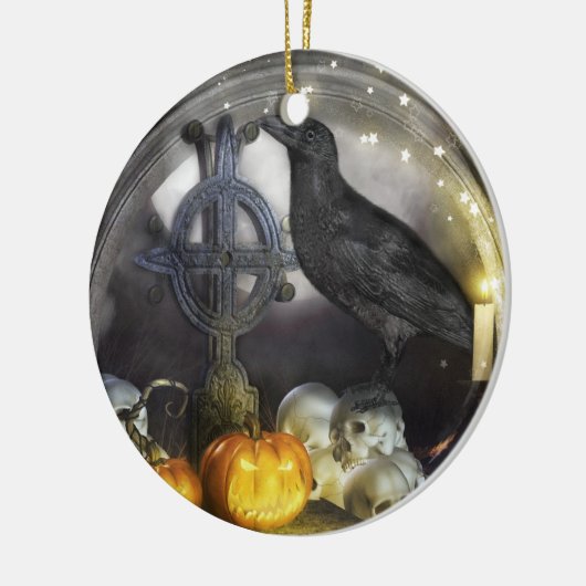 Mystical Raven Samhain Doppelseitiges Ornament (Links)