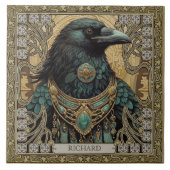 Mystical Raven Spirit Personalisiert Tribal Fliese (Vorderseite)