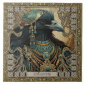Mystical Raven Spirit Personalisiert Tribal Fliese (Vorderseite)
