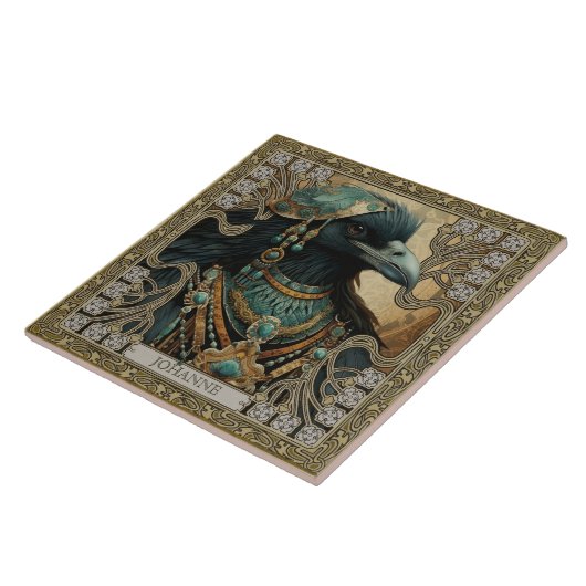 Mystical Raven Spirit Personalisiert Tribal Fliese (Seite)