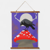 🖼️ Mystical Raven Vertical Wall Tapestry Wandteppich Mit Holzrahmen (Vorderseite)