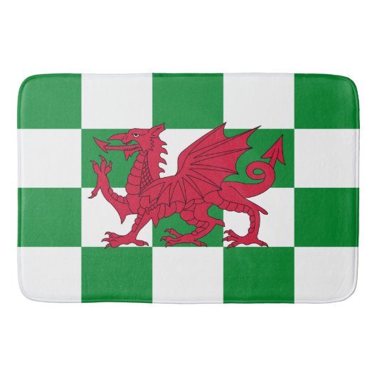 Mystical Red Celtic Dragon Flag Wales Badematte (Vorderseite)