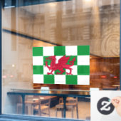 Mystical Red Celtic Dragon Flag Wales Fensteraufkleber (Café-Fenster)