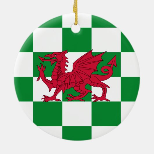 Mystical Red Celtic Dragon Flag Wales Keramik Ornament (Hinten)