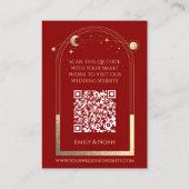 Mystical Red Gold Wedding Website UAWG QR Code Begleitkarte (Rückseite)