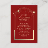 Mystical Red Gold Wedding Website UAWG QR Code Begleitkarte (Vorderseite)