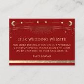 Mystical Red Gold Wedding Website UAWG QR Code Begleitkarte (Vorderseite)