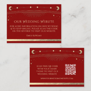 Mystical Red Gold Wedding Website UAWG QR Code Begleitkarte