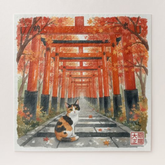 Mystical Red Torii Gates & Autumn Leaves Puzzle (Vertikal)