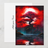 Mystical Red Tree Under Full Moon Ankündigung (Vorne/Hinten)