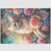 Mystical Rose Garden Cat Decoupage Seidenpapier (Vorderseite)