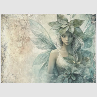 Mystical Sage Green Fairy Decoupage Seidenpapier