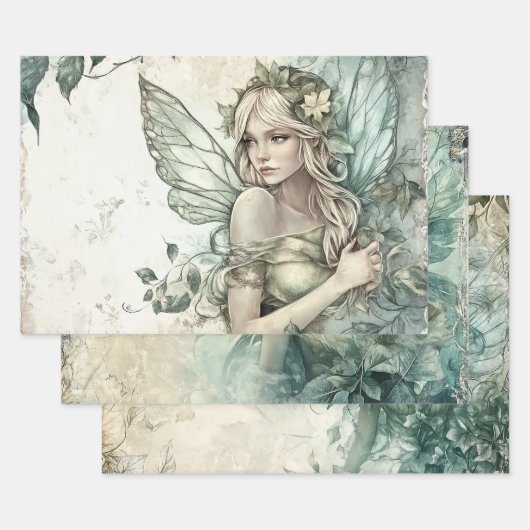 Mystical Sage Green Fairy Geschenkpapier Set (Set)