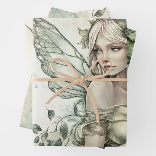 Mystical Sage Green Fairy Geschenkpapier Set (Beispiel)