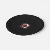 Mystical Sakura Night_ Schwarze Katze mit Vollmond Pappteller (Schrägansicht)