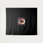 Mystical Sakura Night_ Schwarze Katze mit Vollmond Wandteppich (Vorderseite (Horizontal))