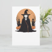 Mystical Salem Black Cat mit Pumpkins Einladung (Stehend Vorderseite)