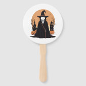 Mystical Salem Black Cat mit Pumpkins Fächer (Vorderseite)