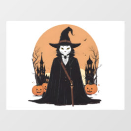 Mystical Salem Black Cat mit Pumpkins Fensteraufkleber