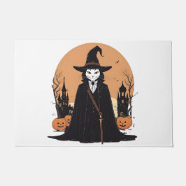 Mystical Salem Black Cat mit Pumpkins Fußmatte