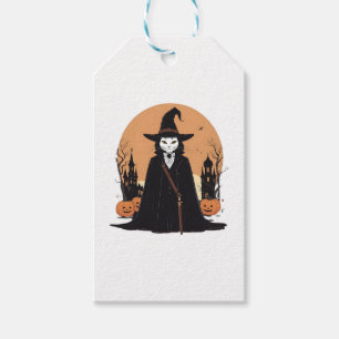 Mystical Salem Black Cat mit Pumpkins Geschenkanhänger