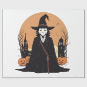 Mystical Salem Black Cat mit Pumpkins Geschenkpapier (Flach)