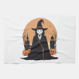 Mystical Salem Black Cat mit Pumpkins Geschirrtuch