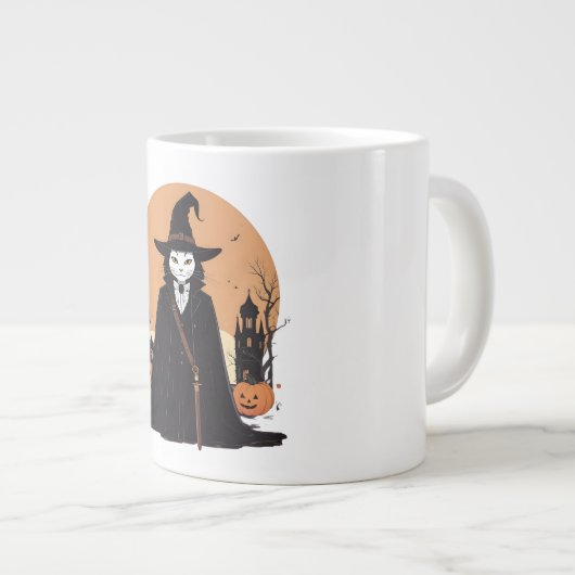 Mystical Salem Black Cat mit Pumpkins Jumbo-Tasse (Vorderseite Rechts)