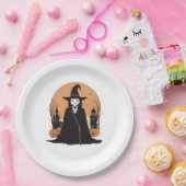 Mystical Salem Black Cat mit Pumpkins Pappteller (Party)