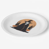 Mystical Salem Black Cat mit Pumpkins Pappteller (Schrägansicht)