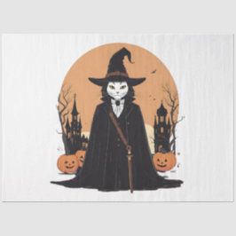 Mystical Salem Black Cat mit Pumpkins Seidenpapier
