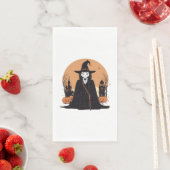 Mystical Salem Black Cat mit Pumpkins Serviette (Beispiel)