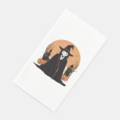 Mystical Salem Black Cat mit Pumpkins Serviette (Ecke)