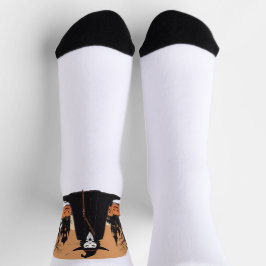 Mystical Salem Black Cat mit Pumpkins Socken