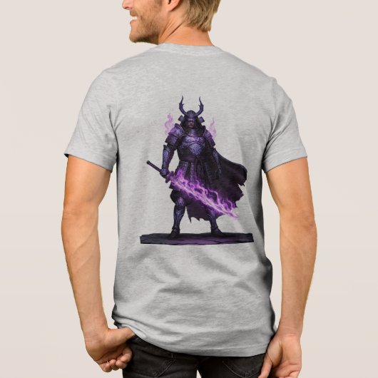 Mystical Samurai Warrior T-Shirt — Purple Arcane F Tri-Blend Shirt (Rückseite)