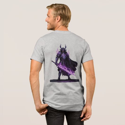 Mystical Samurai Warrior T-Shirt — Purple Arcane F Tri-Blend Shirt (Rückseite voll)